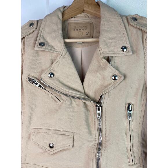 BLANKNYC Women's Size S Creamy Beige Textured Cotton Motorcycle Jacket - Picture 2 of 8